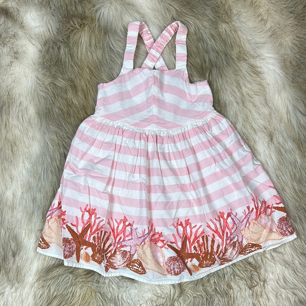 Rachel Ashwell Pink and White Striped Dress with Coral Reef Design
